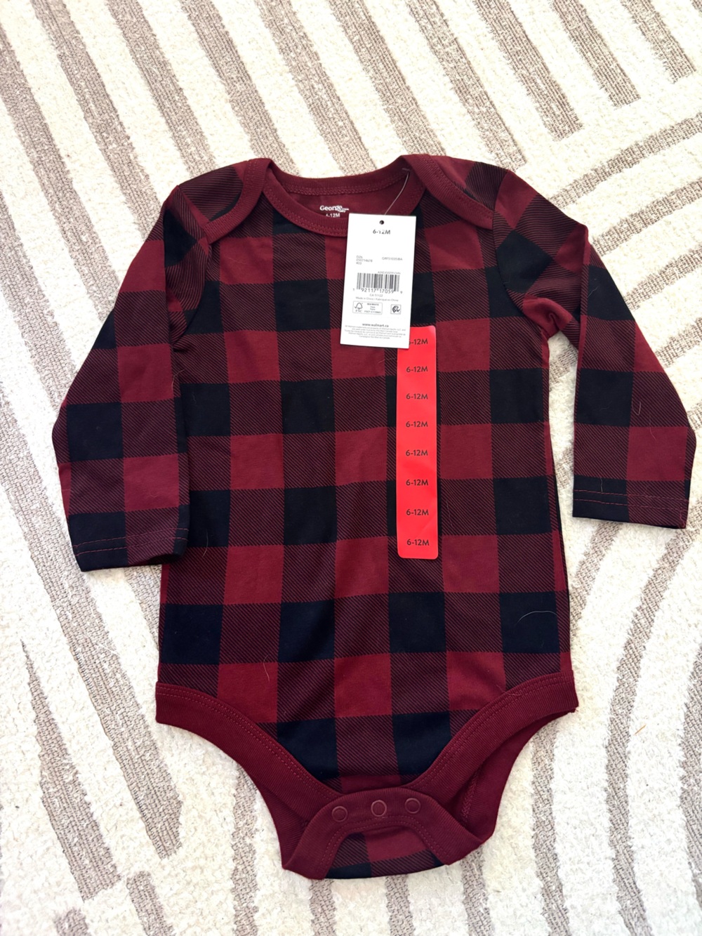 10/$15 NWT George Red and Black Buffalo Plaid Long Sleeve Bodysuit